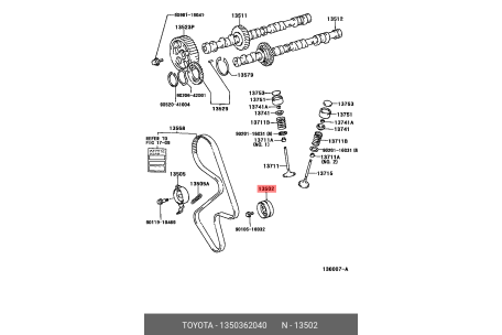 Toyota Hilux 1g Engine Timing Marks TOYOTA 13503-62040 13503-62040