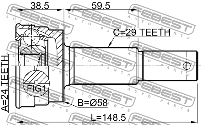 FEBEST 0210-Z50R Rear Outer CV Joint 